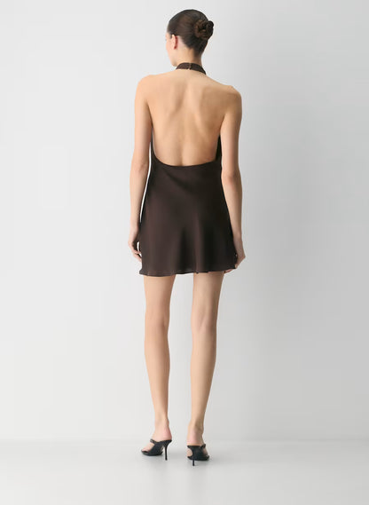 Audience Satin Mini Halter Dress