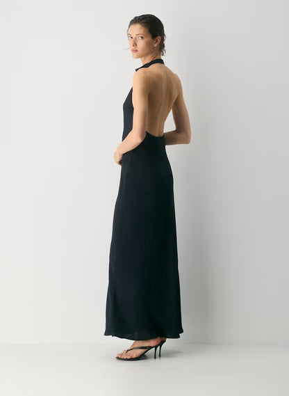 Audience Satin Full Halter Dress