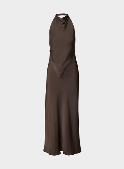 Audience Satin Full Halter Dress