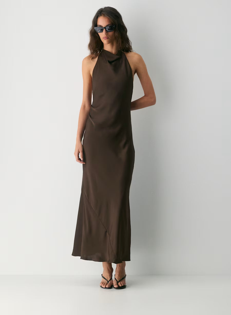 Audience Satin Full Halter Dress