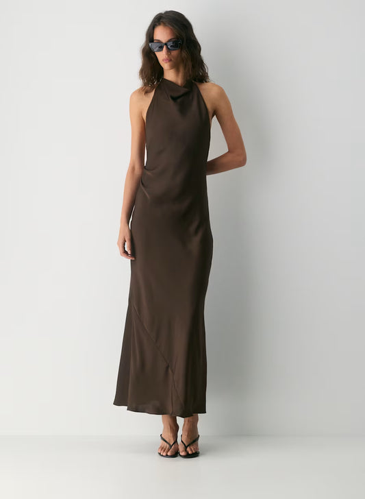 Audience Satin Full Halter Dress