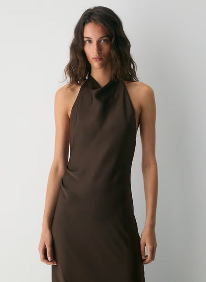 Audience Satin Full Halter Dress