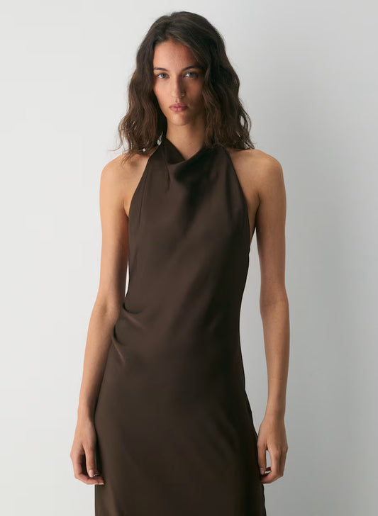 Audience Satin Full Halter Dress