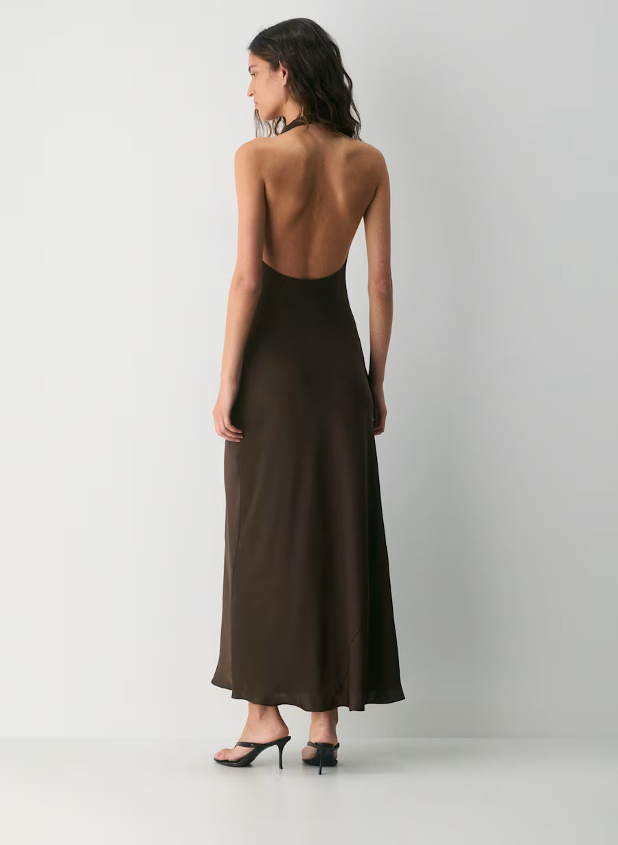 Audience Satin Full Halter Dress