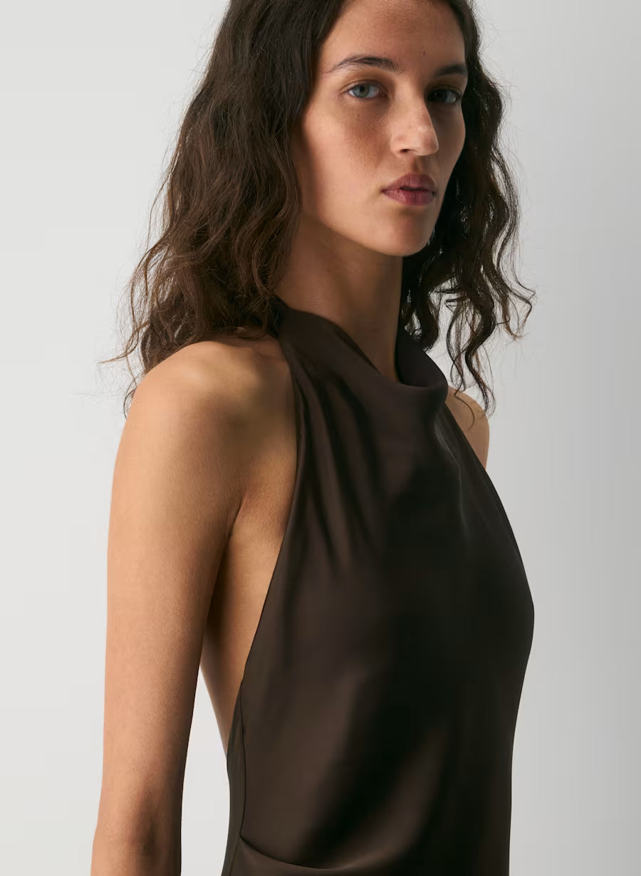 Audience Satin Full Halter Dress