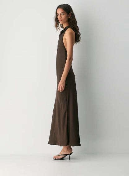 Audience Satin Full Halter Dress