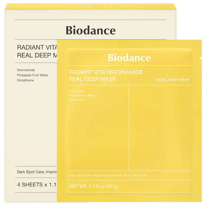 Radiant Vita Niacinamide Real Deep Mask – 4 Pack for Brightening Dull Skin & Dark Spot Care