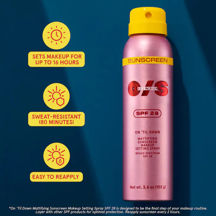 On 'Til Dawn Mattifying Sunscreen Makeup Setting Spray SPF 28