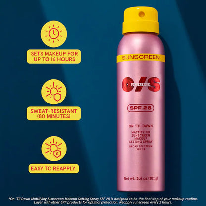 On 'Til Dawn Mattifying Sunscreen Makeup Setting Spray SPF 28