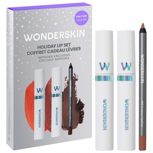 Holiday Lip Stain and Lip Liner Trio Makeup Gift Set