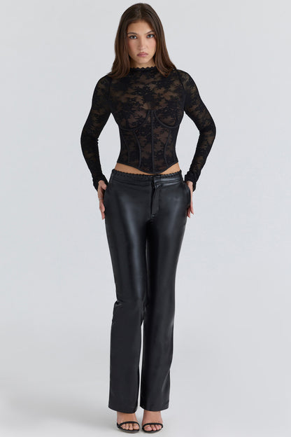Zoe black lace long sleeve corset top