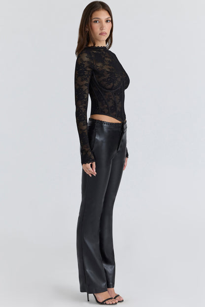 Zoe black lace long sleeve corset top
